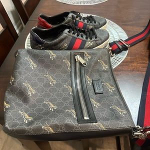 Gucci messenger bag and gucci shoes